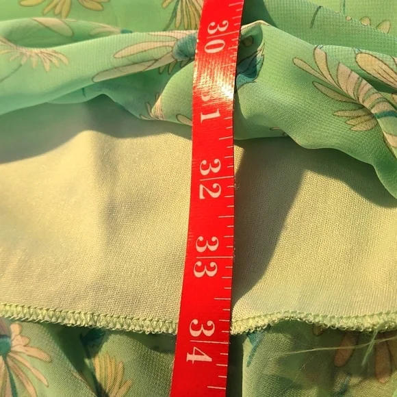 Analogy Seafoam Green Hi-Lo hem Dress Spaghetti Straps Short Under-Lining Size M - Picture 10 of 10